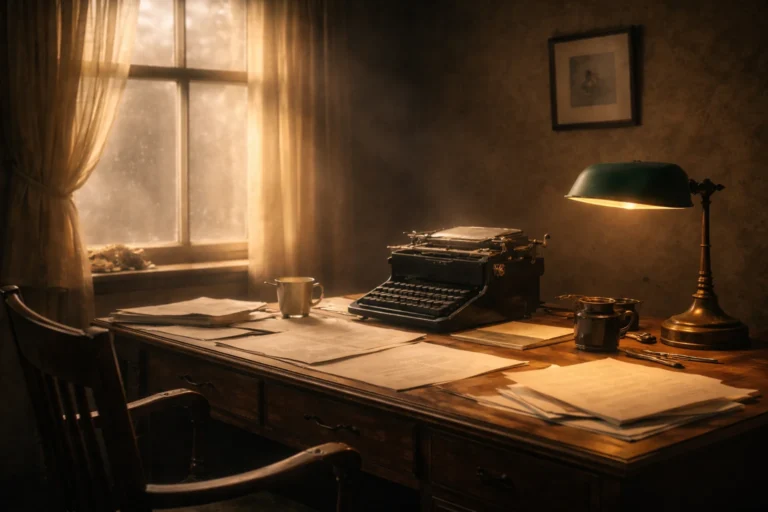 Quiet interior with soft afternoon light, evoking a concentrated inner life and solitude