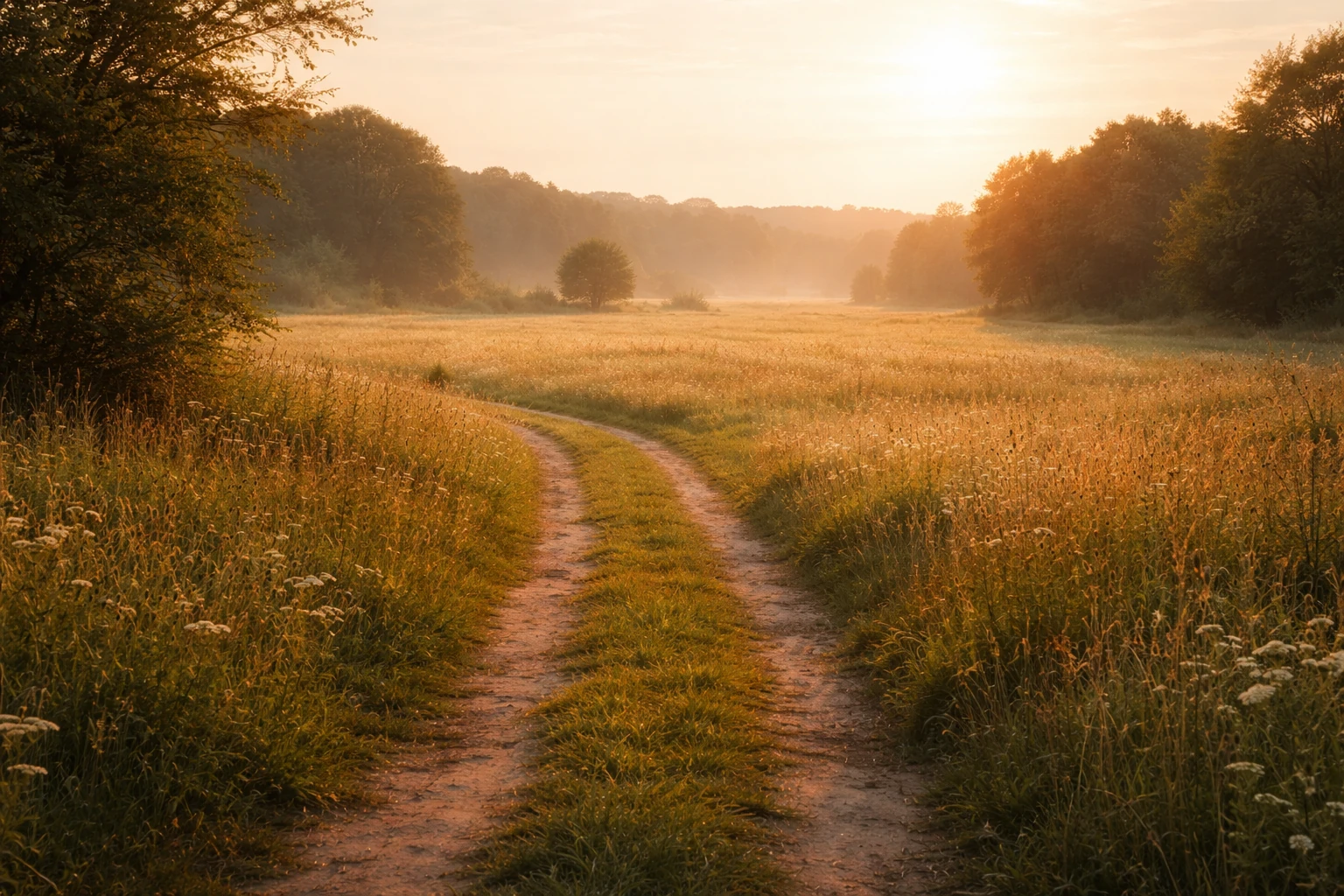 A quiet road at golden hour, opening into a wider landscape, symbolizing space, care, and emotional distance